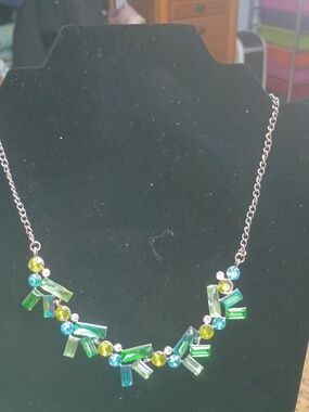 paparazzi Green & Aqua Crystal Bib Necklace
